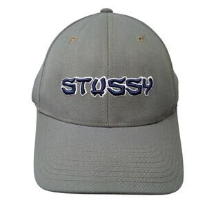 Stussy Fitted Hat Gray Size S-M Embroidered Logo Rear Hit Acrylic Blend